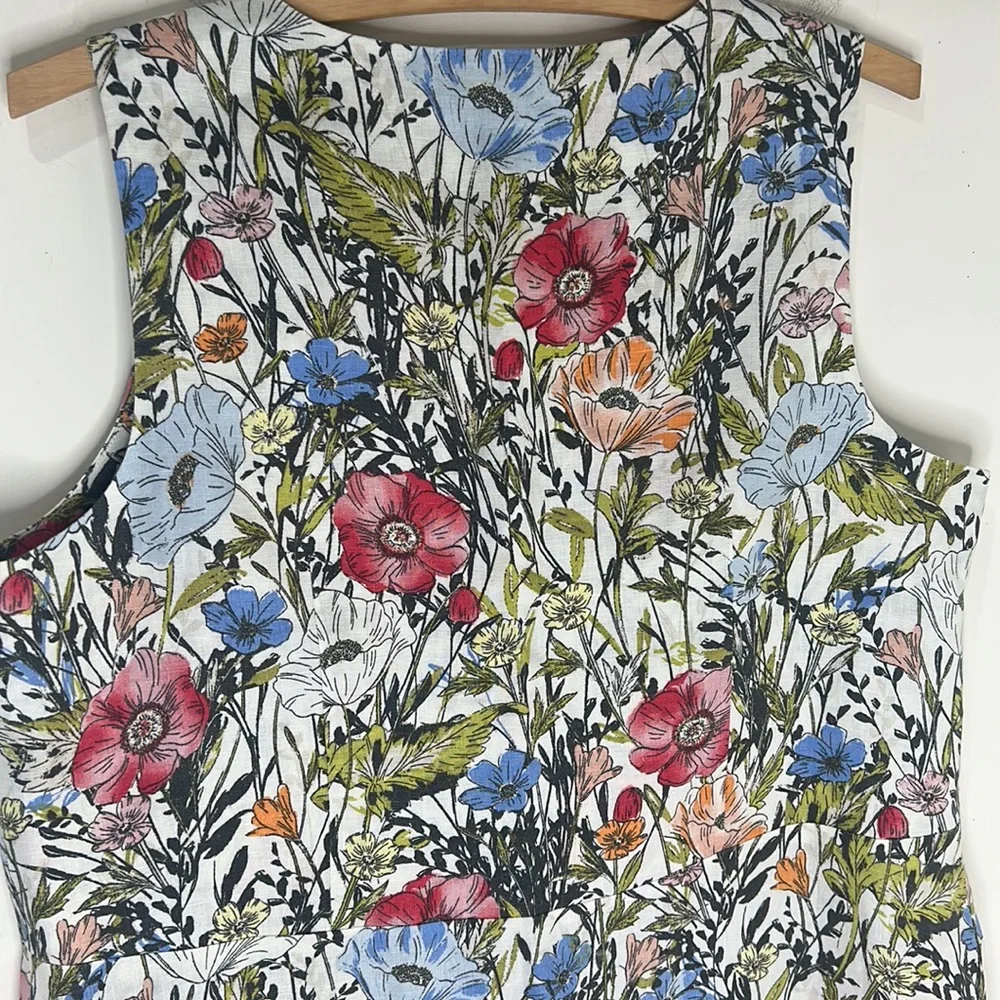 J. JILL Love Linen Floral Sleeveless Dress Size Medium Petite - Picture 15 of 16